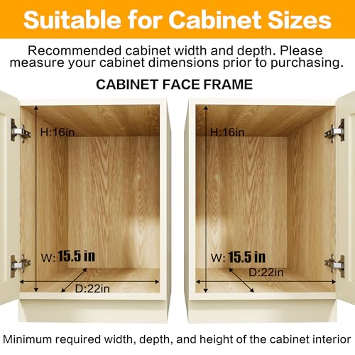 2-Tier Kitchen Cabinet Pull Out Shelf and Drawer Organizer Slide Out Pantry Storaqe Basket in Multiple Sizes (15" W x18 D) - size: 15" W x18" D