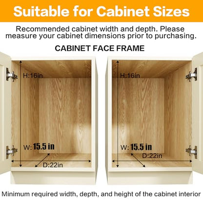 2-Tier Kitchen Cabinet Pull Out Shelf and Drawer Organizer Slide Out Pantry Storaqe Basket in Multiple Sizes (15" W x18 D) - size: 15" W x18" D
