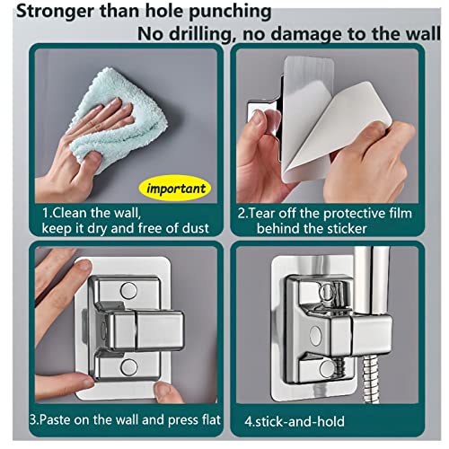 DASITON Handheld Shower Head Holder Wall Mount,Bathroom Adjustable Strong Adhesive Shower Wand Holder,No Drilling Wall and Waterproof Mount Bracket,Universal Shower Bracket(Black) - color: Black-F