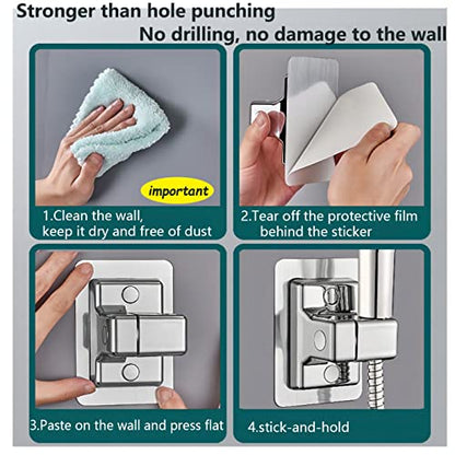 DASITON Handheld Shower Head Holder Wall Mount,Bathroom Adjustable Strong Adhesive Shower Wand Holder,No Drilling Wall and Waterproof Mount Bracket,Universal Shower Bracket(Black) - color: Black-F