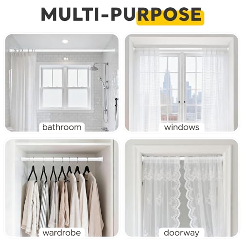 White Tension Rods 28 to 50 Inch,1"Heavy Duty Spring Tension Curtain Rod，No Slip No Drill Adjustable Shower Tension Curtain Rod for Bathroom, Window, Closet & Wardrobe - color: White, size: 28-50 inch
