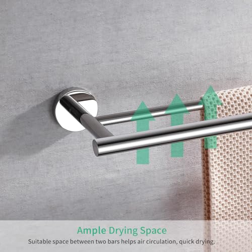 Miyili Double Towel Bar 30-Inch Stainless Steel Bathroom Towel Rack Holder Wall Mount Polished Finish - color: Polished, size: 30-Inch