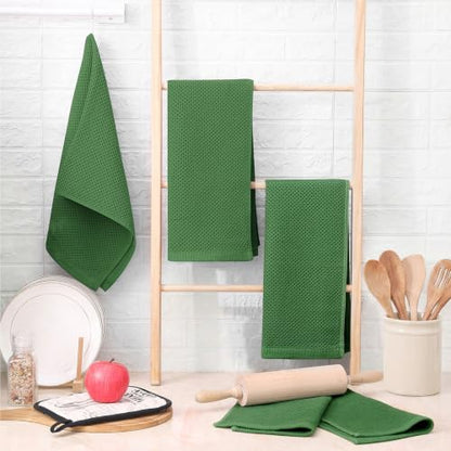 Homaxy 100% Cotton Waffle Weave Kitchen Towels, 10-Pack, Grass Green | Ultra Soft Absorbent Dish Towels, Quick Drying Cleaning Towels, 13 x 28 Inches - color: Grass Green, size: 13 x 28 - 10 Pack