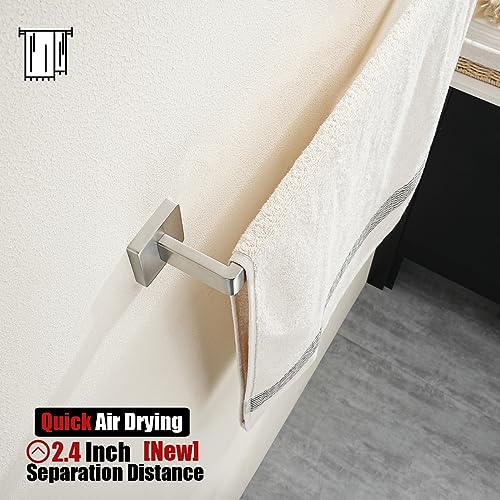 JQK Brushed Towel Bar, Rounded Edges 18.41 Inch Towel Rack, 304 Stainless Steel Bathroom Wall Mount, Useable Length 16 Inch, TB250L16-BN - color: Brushed Steel, size: 16.41 Inch
