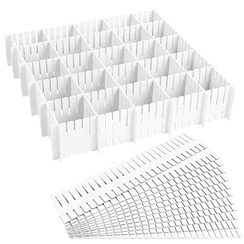 24 Pcs Drawer Divider Adjustable DIY Storage Organizer Separator for Tidying Clutter Cutlery Underwear Socks Clothes Dresses Desk & Box in Kitchen Bathroom Bedroom Office (Cut at Will) - size: 24 Pieces