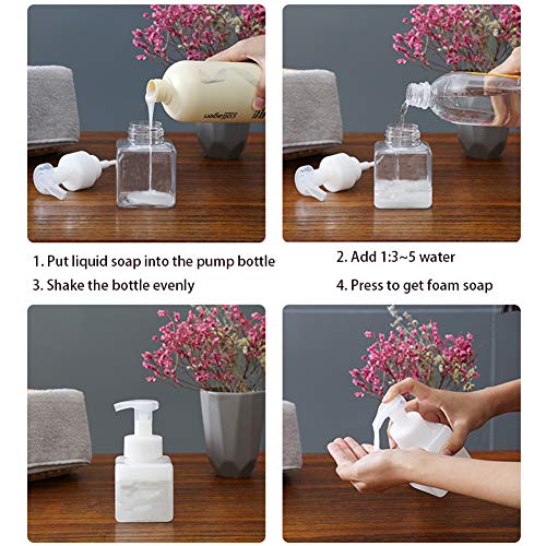 Foaming Soap Dispenser, 9oz Plastic Refillable Pump Bottle, 2 Pack, Clear | Hand Dispenser for Liquid Soap, Shampoo & Body Wash – Saves Soap with Rich Foam, Reusable, Easy to Refill, BPA-Free - color: Clear, size: 9 oz (2 Pack)