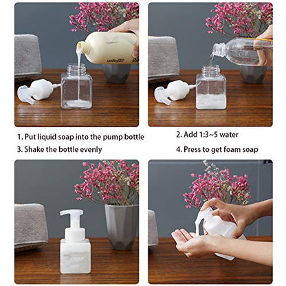 Foaming Soap Dispenser, 9oz Plastic Refillable Pump Bottle, 2 Pack, Clear | Hand Dispenser for Liquid Soap, Shampoo & Body Wash – Saves Soap with Rich Foam, Reusable, Easy to Refill, BPA-Free - color: Clear, size: 9 oz (2 Pack)