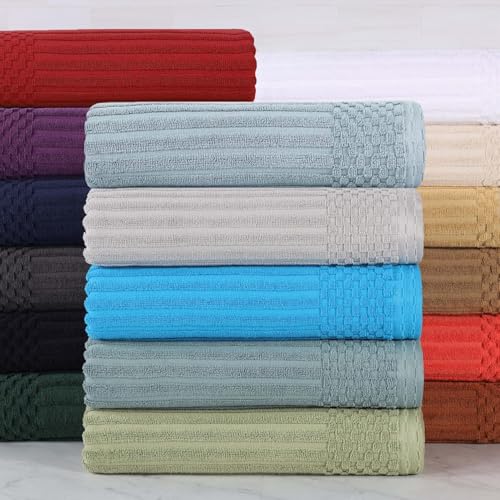 Superior Cotton 8-Piece Solid and Ribbed Towel Set, Face Towels 13” x 13”, Hand Towels 16” x 28”, Bath Towels 27” x 54”, Black - color: Black, size: 8 Piece Towel Set