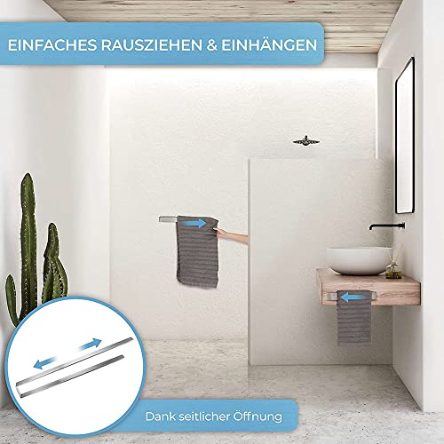 szhdxsy Hand Towel Holder SUS 304 Stainless Steel Brushed Hand Towel Rod, 3M Self Adhesive Towel Holder Towel Rod Towel Rack for Bathroom – Black