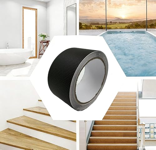 ONTWIE Rubber Grip Tape, Non Slip Tape for Handles, Anti Slip Tape, Making Handles or Contact Surfaces Safer (Black, 1.97in x 9.84ft)