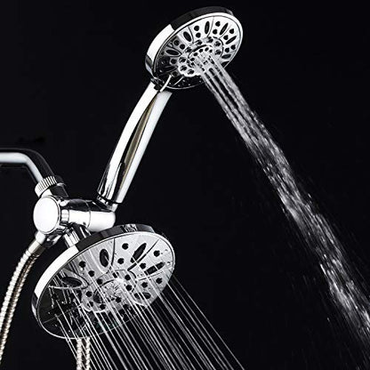 AquaDance 6" Premium High Pressure 3-way Rainfall Shower Combo Combines the Best of Both Worlds - Enjoy Luxurious Rain Showerhead and 6-setting Hand Held Shower Separately or Together! - color: Chrome