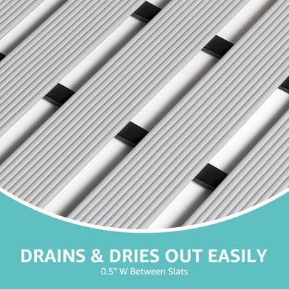OTHWAY Large Shower Mat, 35.4 x 24 Inch No Suction Cup Shower Mat Non Slip, Quick Drain Shower Mats for Inside Shower, Heavy Duty PVC Shower Floor Mat, Curlable Shower Stall Mat (Light Grey) - color: Light Grey