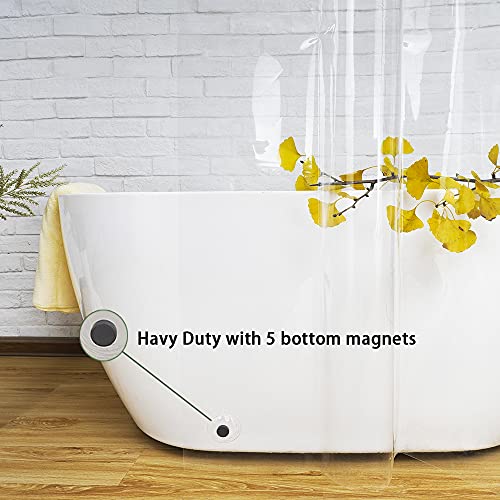 UFRIDAY 9G Clear Shower Curtain Liner 70 X 72 inches with Heavy Duty 5 Bottom Magnets Thick Shower Liner for Shower Stall, Bathtubs, Transparent - size: 70"W x 72"L (Pack of 1)