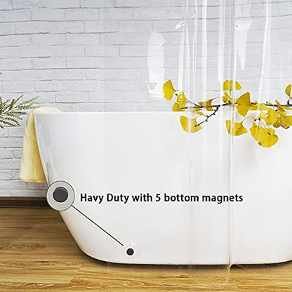 UFRIDAY 9G Clear Shower Curtain Liner 70 X 72 inches with Heavy Duty 5 Bottom Magnets Thick Shower Liner for Shower Stall, Bathtubs, Transparent - size: 70"W x 72"L (Pack of 1)