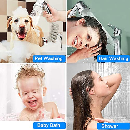 Sink Faucet Sprayer Attachment,Sink Shower Sprayer Attachment Set To Tub Faucet,ON/OFF Shower Head with (5 adapters),Sink Extension Hose Sprayer for Laundry Bathroom Kitchen - color: Silver with 79" Hose