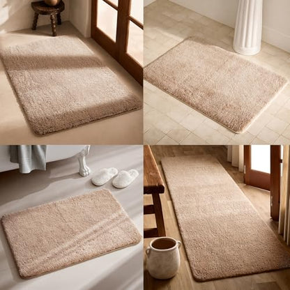 TYUU Bathroom Runner Rug, Ultra Soft Long Bath Mat Machine Washable Super Absorbent Quick Dry Bathroom Runner Rugs 24 x 60 Non Slip, Beige 24" x 60" - color: Beige, size: 24" x 60"