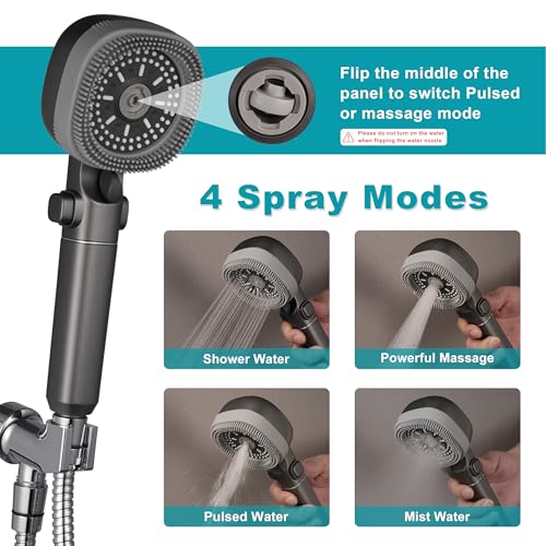 Handheld Shower Head with 79in Hose,High Pressure Filtered Shower Head with ON/OFF Switch for Water Saving&Low Reach No Drilling Wall Mount Shower Holder