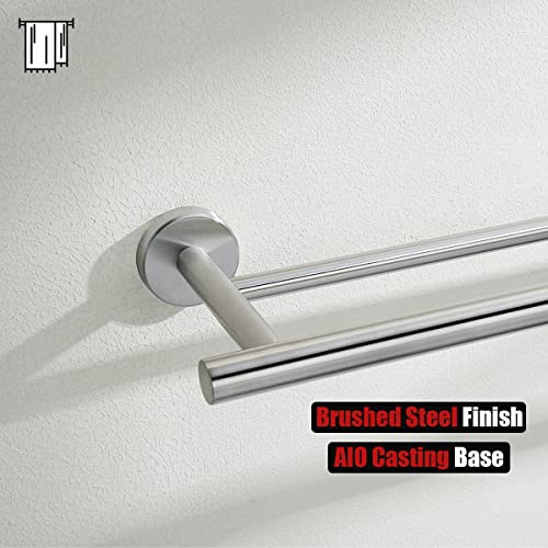 JQK Double Towel Bar, 15 Inch 304 Stainless Steel Thicken 0.8mm Towel Rack Holder for Bathroom Washcloths and Hand Towels, Brushed Wall Mount, Useable Length 12 Inch, TB100L12-BN - color: Brushed Stainless Steel, size: 15 Inch