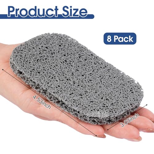 8 Pack Soap Holder, Grey Bar Soap Saver Dish for Shower, 4.5" x 3" | High-Efficiency Drainage & Non-Slip, Lift Pads Sponge Tray for Kitchen Sink, Bathroom, Travel, Hotel Cleaning Supplies - color: Grey