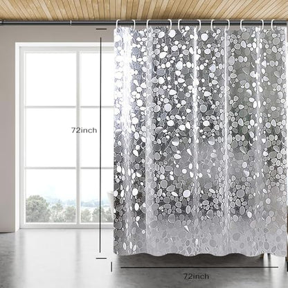 Clear Shower Curtain Liner, 100% Waterproof EVA 3D Shower Curtains with 3 Duty Heavy Bottom Magnets and 12 Rust Proof Grommets, 72x72 Weighted Shower Liner for Shower Stall, Bathtubs - color: Clear Stone