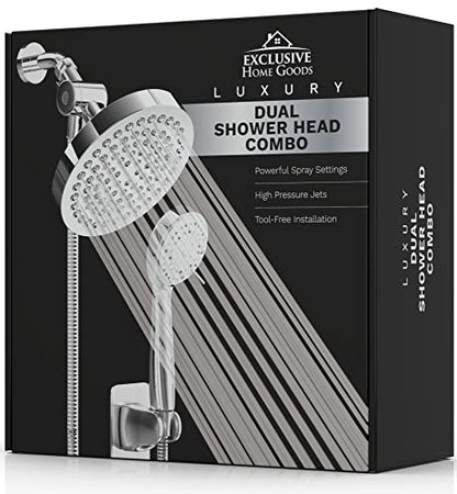 Shower Head With Handheld Combo, 6 Inch High Pressure Rainfall Showerhead With Hand Held 70 Inch Hose for Bath - Adjustable Swivel Shower Head Spray Anti-leak Nozzles - Universal Fit - size: 1.8 GPM