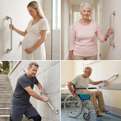 Grab Bars for Shower, 12 Inch Grab Bar for Bathroom Seniors Elderly Safety Handle 304 Stainless Steel Anti-Slip, Handicap for Bathtub,Toilet, Stairway - size: 12inch