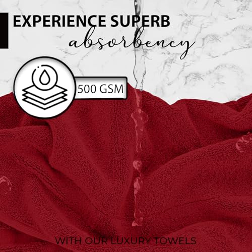 KAHAF COLLECTION 100% Cotton Bath Towels, 24x48 Pack of 6 Towels, Quick Dry, Highly Absorbent, Soft Feel Towel, Gym, Spa, Bathroom, Shower, Pool, Luxury Soft Towels (RED, 24x48-6 Pack) - color: Red, size: 24x48 - 6 PACK