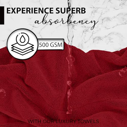 KAHAF COLLECTION 100% Cotton Bath Towels, 24x48 Pack of 6 Towels, Quick Dry, Highly Absorbent, Soft Feel Towel, Gym, Spa, Bathroom, Shower, Pool, Luxury Soft Towels (RED, 24x48-6 Pack) - color: Red, size: 24x48 - 6 PACK