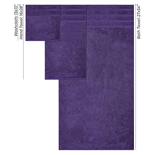 American Soft Linen 100% Carde Cotton 6 Piece Towel Set, 590 GSM Heavy Weight Soft Absorbent Turkish Towels for Bathroom, Rich Purple - color: Rich Purple