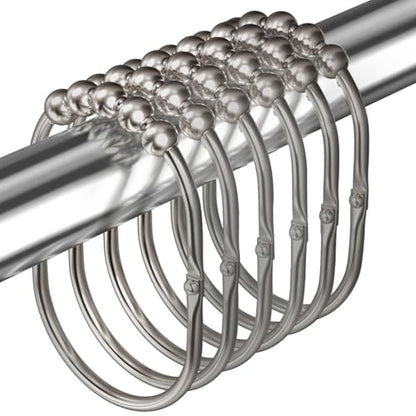 MENGJINGO 12PCS Wide Shower Curtain Hooks Rings, Rust Proof Stainless Steel | Heavy Duty Shower Hooks Rings for Bathroom Shower Rods Curtains Liners, Easy Glide Rollers, Set of 12, Matte Nickel - color: Matte Nickel