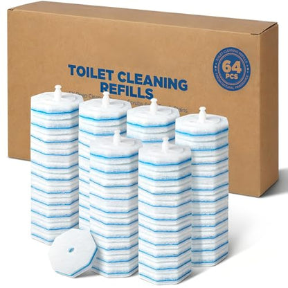 64 Count Refills for Clorox Toilet Wand, 5X Cleaning Power Toilet Bowl Cleaners with Exclusive Formula, High-Density Disposable Toilet Brush Scrubber - No Falling Apart, Fresh Fragrance
