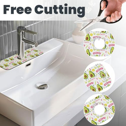 Cute Green Avocado Avocados Kawaii Kitchen Sink Splash Guard Faucet Mat Super Absorbent Fast Drying Mat Sink Gadgets-Fast Drying Pad Sink Mat For Kitchen Bathroom (15" X 5.5" ) - color: Avocado