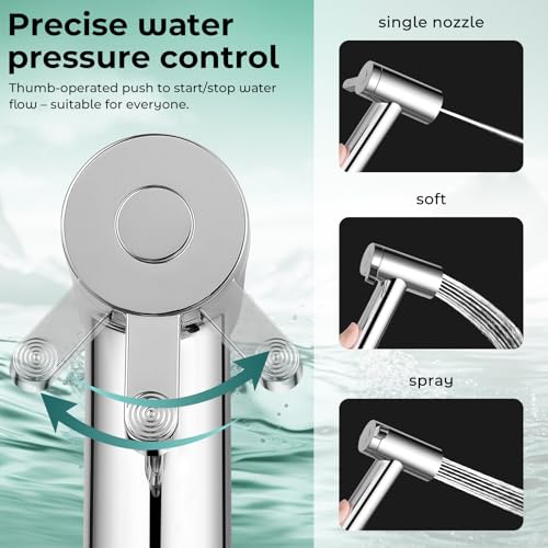 Handheld Bidet Sprayer for Toilet, Adjustable Water Pressure Control Rotary Switch with Bidet Hose, Exclusive Single Nozzle High Pressure Mode for Cleaning Stubborn Stains, Chrome-1 - color: Chrome-1