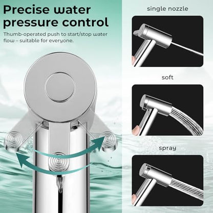 Handheld Bidet Sprayer for Toilet, Adjustable Water Pressure Control Rotary Switch with Bidet Hose, Exclusive Single Nozzle High Pressure Mode for Cleaning Stubborn Stains, Chrome-1 - color: Chrome-1