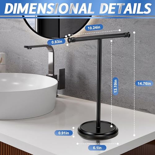 Hand Towel Holder Stand, Free Standing Towel Rack Stand with Stainless Steel Base, Rust-Proof Towel Bar for Bathroom Kitchen Countertop (Black) - color: Black