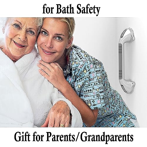16.5inches Balance Assist Bathroom Shower Handle,Suction Bath Grab Bar with Indicators (Silver/Grey) - size: 16.5 Inch (Pack of 1)