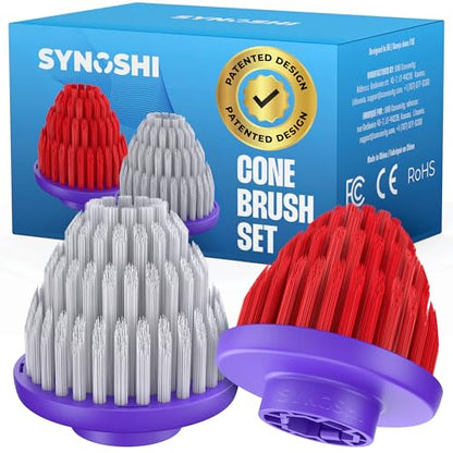 Synoshi PRO Cone Brush Heads Set (2 Units) | For Electric Spin Scrubber Bathroom & Shower Cleaning Brush Universal Cleaning for Kitchen, Floors.