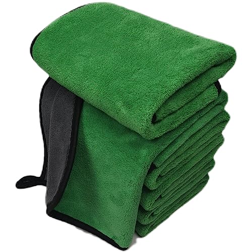 SOFTBATFY Ultrasoft, Large, Thick and Quick Drying Car Microfiber Cleaning Towel 800GSM Polishing Waxing Auto Detailing Towel Cloth (6pack,16 x 16inches) (Grey- Green) - color: 6pack,16 X 16inches Grey- Green