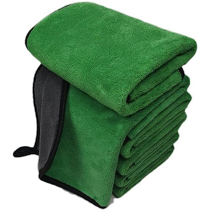SOFTBATFY Ultrasoft, Large, Thick and Quick Drying Car Microfiber Cleaning Towel 800GSM Polishing Waxing Auto Detailing Towel Cloth (6pack,16 x 16inches) (Grey- Green) - color: 6pack,16 X 16inches Grey- Green