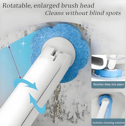 Disposable Brush with Holder & Refill Heads - Hygienic Sanitary Toilet Cleaner for Easy Cleaning, Streak-Free Fresh Bathroom, No Mess Disposable Toilet Bowl Cleaner Wand (1, White) - color: White+18 Refill