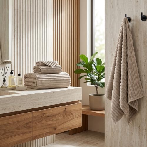 3 Pack Bath Towel Set, 40"x80" Oversized Bath Sheet, Beige | Ultra Soft Microfiber, Lint Free, Quick Dry, Highly Absorbent, Full Body Coverage, 1 Bath Sheet, 1 Hand Towel, 1 Washcloth - color: Beige, size: 3 Piece Towel Set
