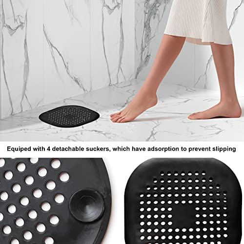4 Pieces Shower Drain Hair Catcher Bathtub Stopper Home Drain Protectors Drain Cover with Sucker Water Trap Sink Cover for Bathroom Bathtub and Kitchen (Black) - color: 4 Pcs Black