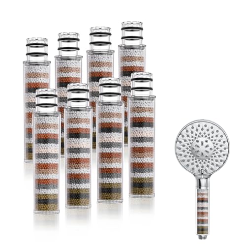 SR SUN RISE Shower Filter for Handheld Shower Head, Replacement Filters for Hard Water Remove Chlorine and Harmful Substances (8 Filters) - style: 8 Filter