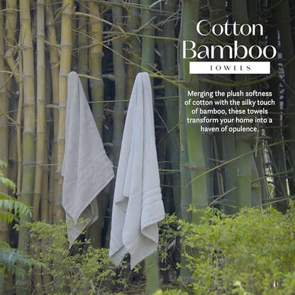 TRIDENT Eco-Twist Bamboo Bath Towels, Cotton-Viscose Blend, 2 PC Soft Towel | Viscose from Bamboo Blend - Silky Soft Texture - Fade Resistant - Low-Lint Construction - Perfect for Everyday Family Use - color: Silver