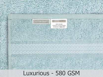 COTTON CRAFT Ultra Soft 6 Piece Towel Set - 100% Cotton Towels - Light Blue | Absorbent 580 GSM Quick Dry Everyday Premium Luxurious Bathroom Towels - 2 Large Bath Towels, 2 Hand Towels, 2 Washcloths - color: Light Blue, size: 6 Piece Towel Set