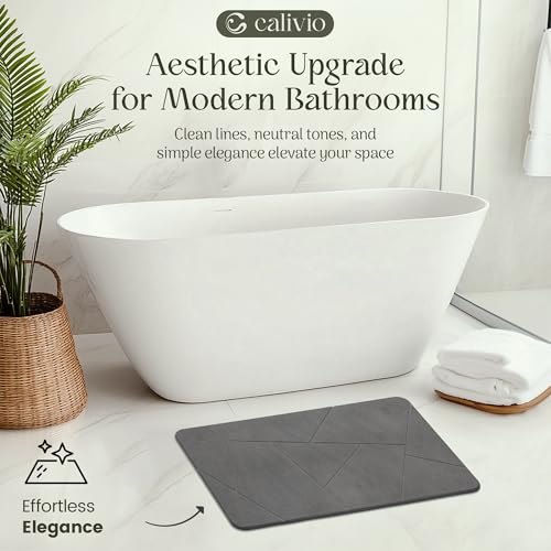 Quick Dry Shower Stone Bath Mat, Super Absorbent & Non-Slip 24 x 16 Inch Diatomaceous Earth Mat, Durable & Easy to Clean Diatomite Bath Mat for Bathroom Floor/Kitchen (River Silt) - color: River Silt