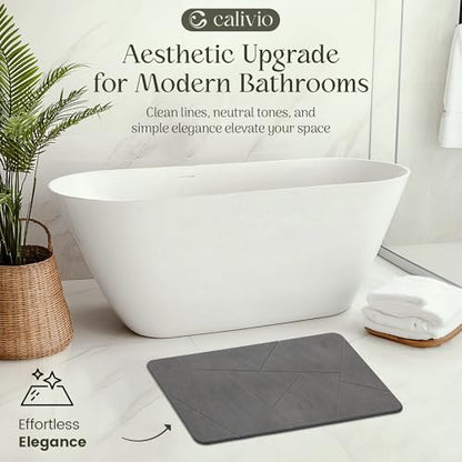 Quick Dry Shower Stone Bath Mat, Super Absorbent & Non-Slip 24 x 16 Inch Diatomaceous Earth Mat, Durable & Easy to Clean Diatomite Bath Mat for Bathroom Floor/Kitchen (River Silt) - color: River Silt