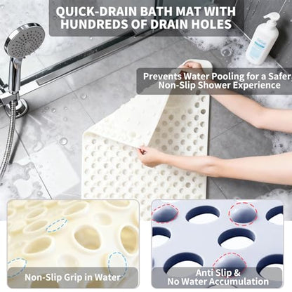 Bath Tub Shower Mat with Soft Shower Foot Scrubber Mat for Massage,Non Slip Bathtub Mat with Strong Suction Cups, Silicone Shower Foot Scrubber Mat (White, 35.4" X 23.6"(Rectangular)) - color: White, size: 35.4" x 23.6" (Rectangular)