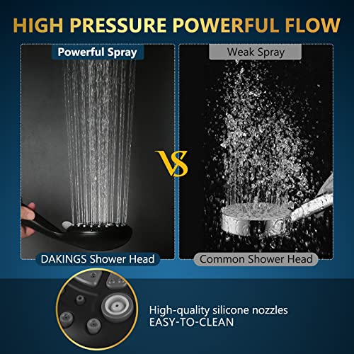 6 Spray Modes High Pressure Handheld Showerhead Set Upgraded | 5 Inches Shower Head with Handheld Spray Matte Black Handheld Shower Head 60 Inches Stainless Steel Hose-1-Min Install - color: Matte Black