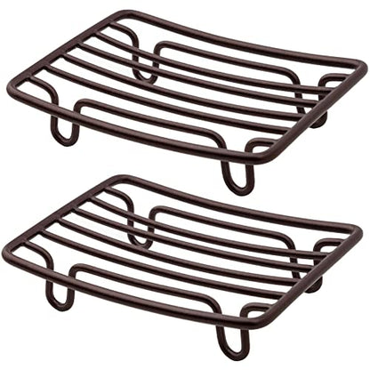 Bar Soap Dish Holder for Shower Bathroom Stainless Steel Rust Proof Self Draining, Bronze-2 Pack - color: Bronze-rectangular 2p